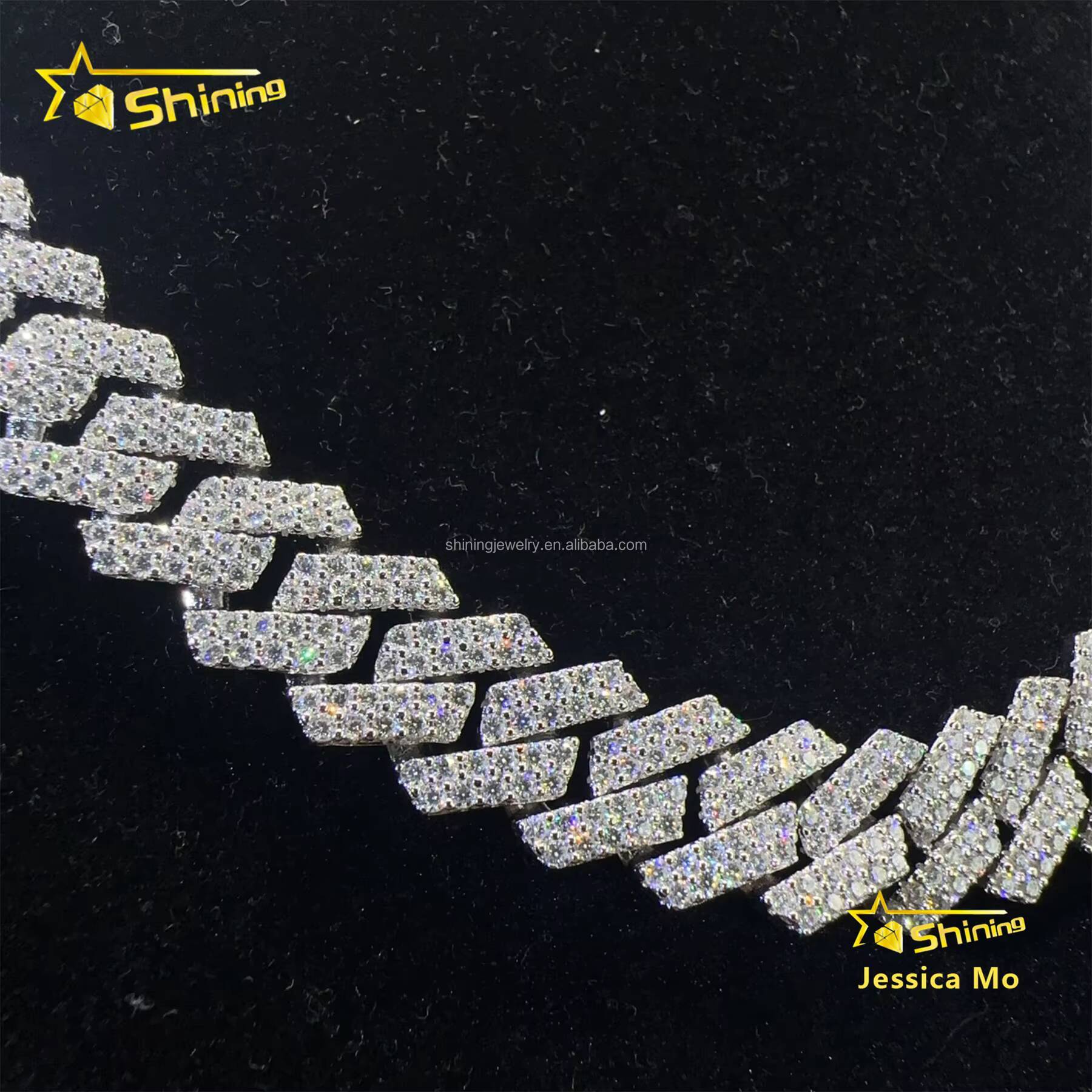 In Stock Pass Diamond Tester GRA Certificate 13mm Iced Out Moissanite Cuban Link Chain Sterling Silver Hip Hop Miami Cuban Chain