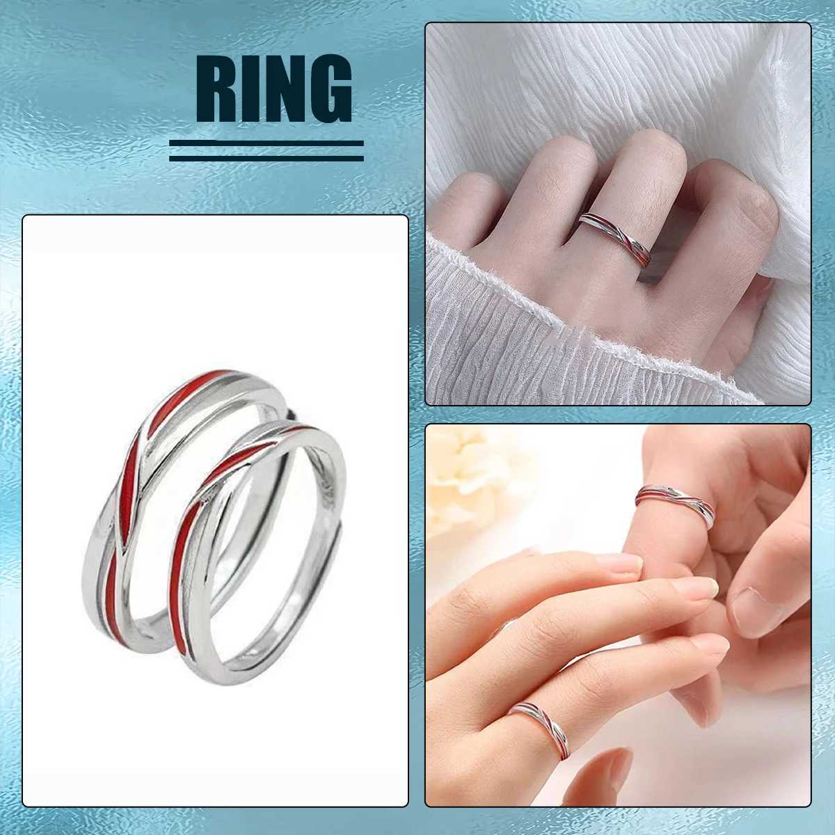 Adjustable Couple Rings with Red String Wedding Rings and Promise Rings Valentines Day Gifts for Men and Women W250911
