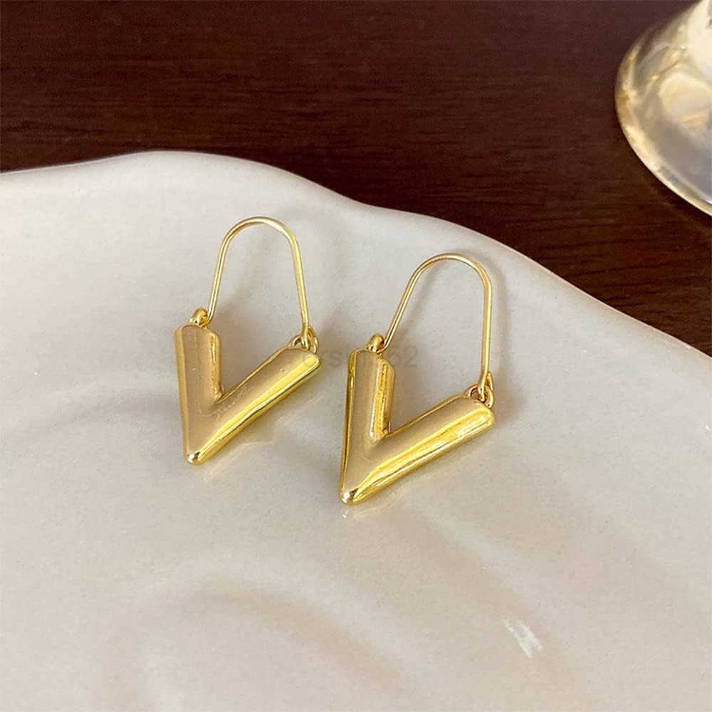 Minimalist V Shape Hoop Earrings for Women Dangle Charm Drop Huggie Hoops Cartilage Earrings Fashion Ear Jewelry Gifts Birthday BFFW250911