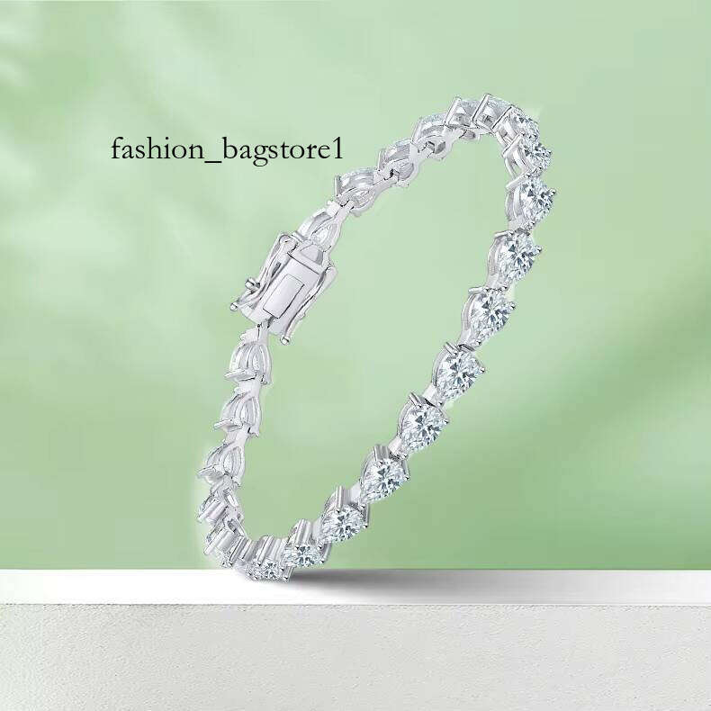 Pear Cut Moissanite Tennis Bangle Original with GRA Sier Hand Chain for Men S Bracelet