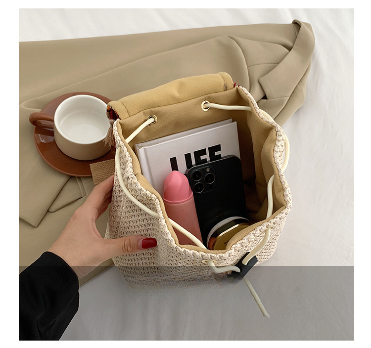 Free Shipping Designer Bag Ethnic Style Cross-border Backpack For Women 2025 New Wholesale Woven Vintage Bag Fashion Luxury Bag Color-block Casual Tra