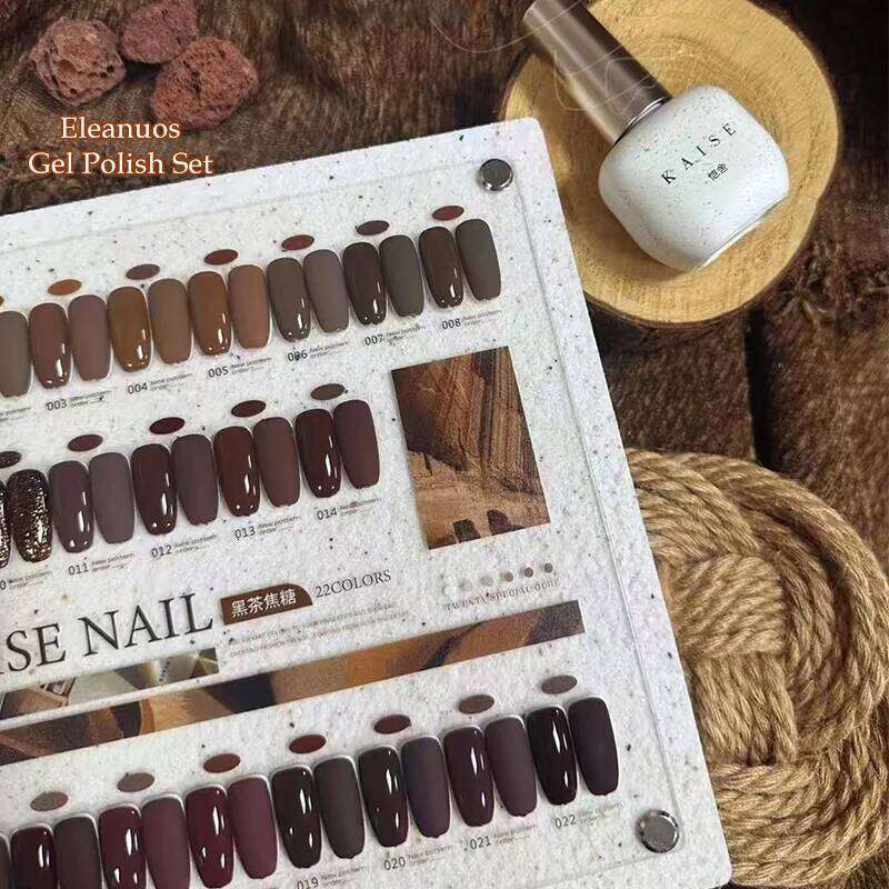 Eleanuos Chipped Dia Cherry Wine Gel Polishing 22Pcs Varnish Red Semi Permanent Art UV Nail Enhancement Kit 15Ml