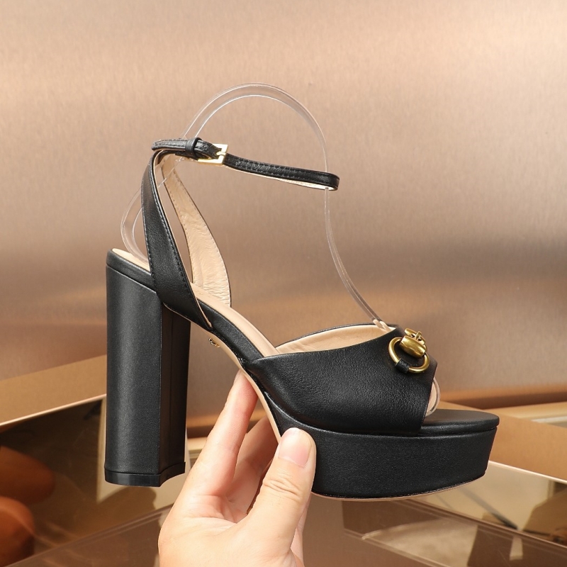 Sandals for women fashion leather Dance shoe designer slipper sexy party heels Suede Lady Metal Belt buckle Thick Heel Woman shoes Large size 35-42 With box