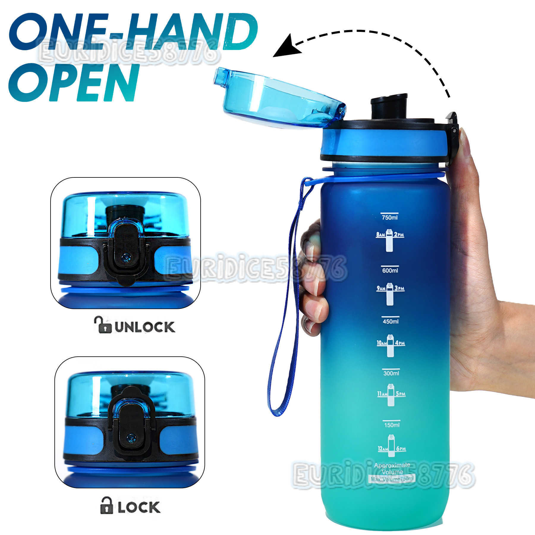 Large Capacity Frosted Gradient Plastic Water Bottle with High Aesthetic Value Outdoor Sports and Fitness Water Bottle Direct Drinking Cup H250911 002