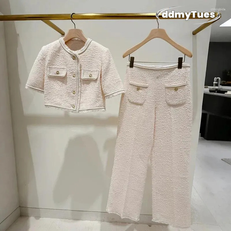 Women's Jackets Women 2025 Early Spring Casual Vertical Striped Suit Collar Short Jacket / Straight Trousers TUES