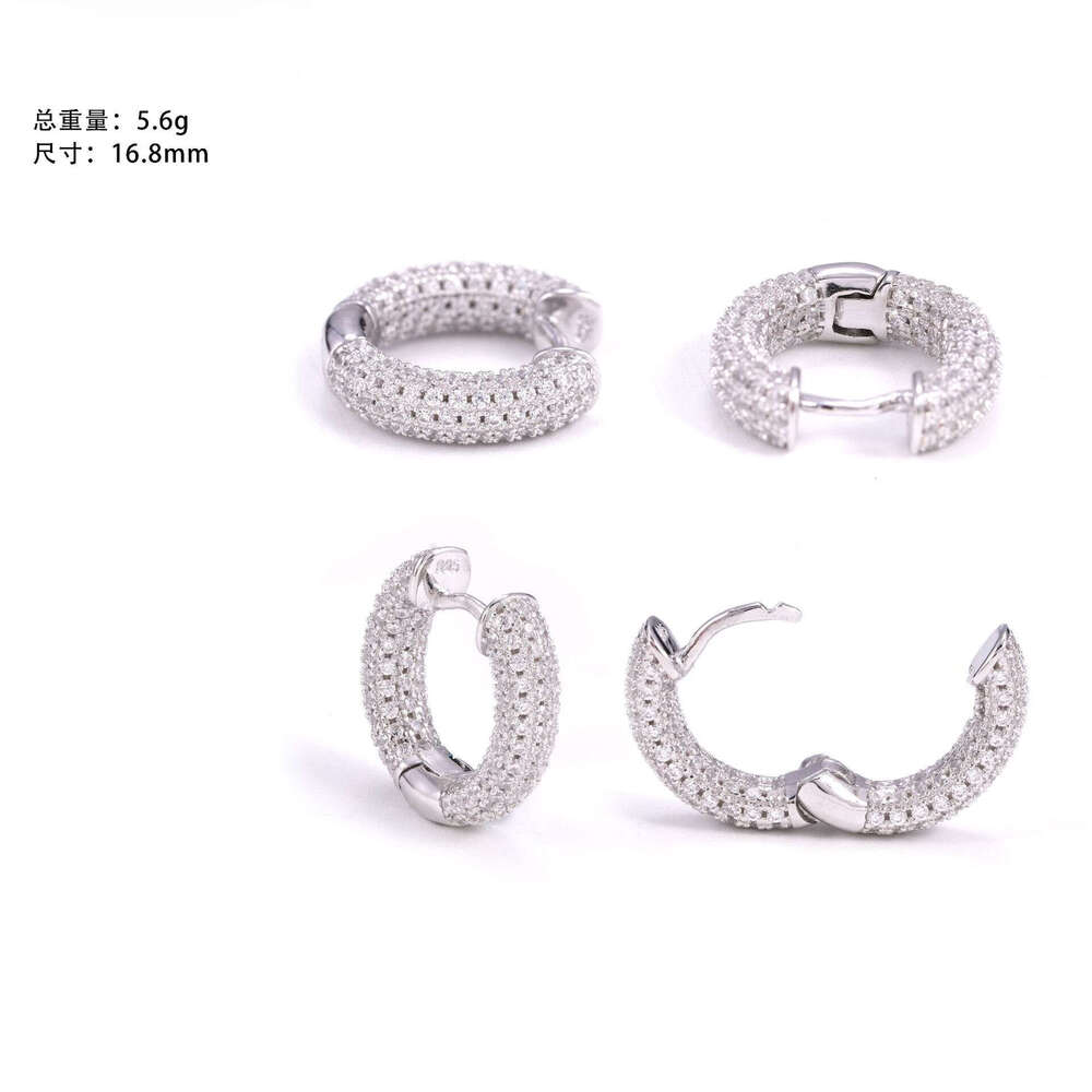 Passed Dia Test GRA Certificated Sterling Sier Iced Out Moissanite Shinning Sparkling Hoop Earrings for Women