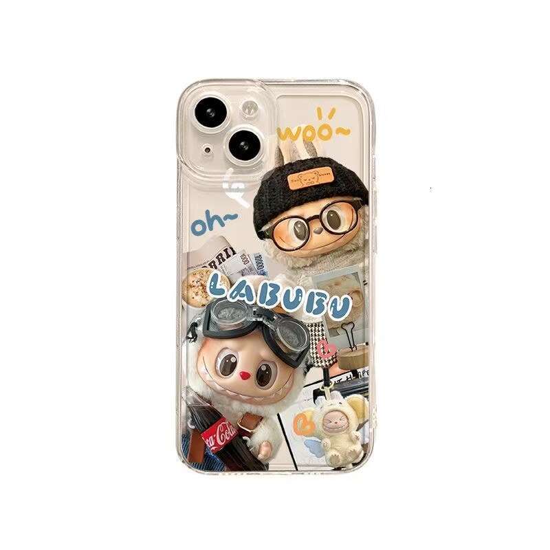 Cute Couple Labubu Compatible with Apple 16 Phone Case iPhone 13/14/15 Pro Max Space 12 Transparent