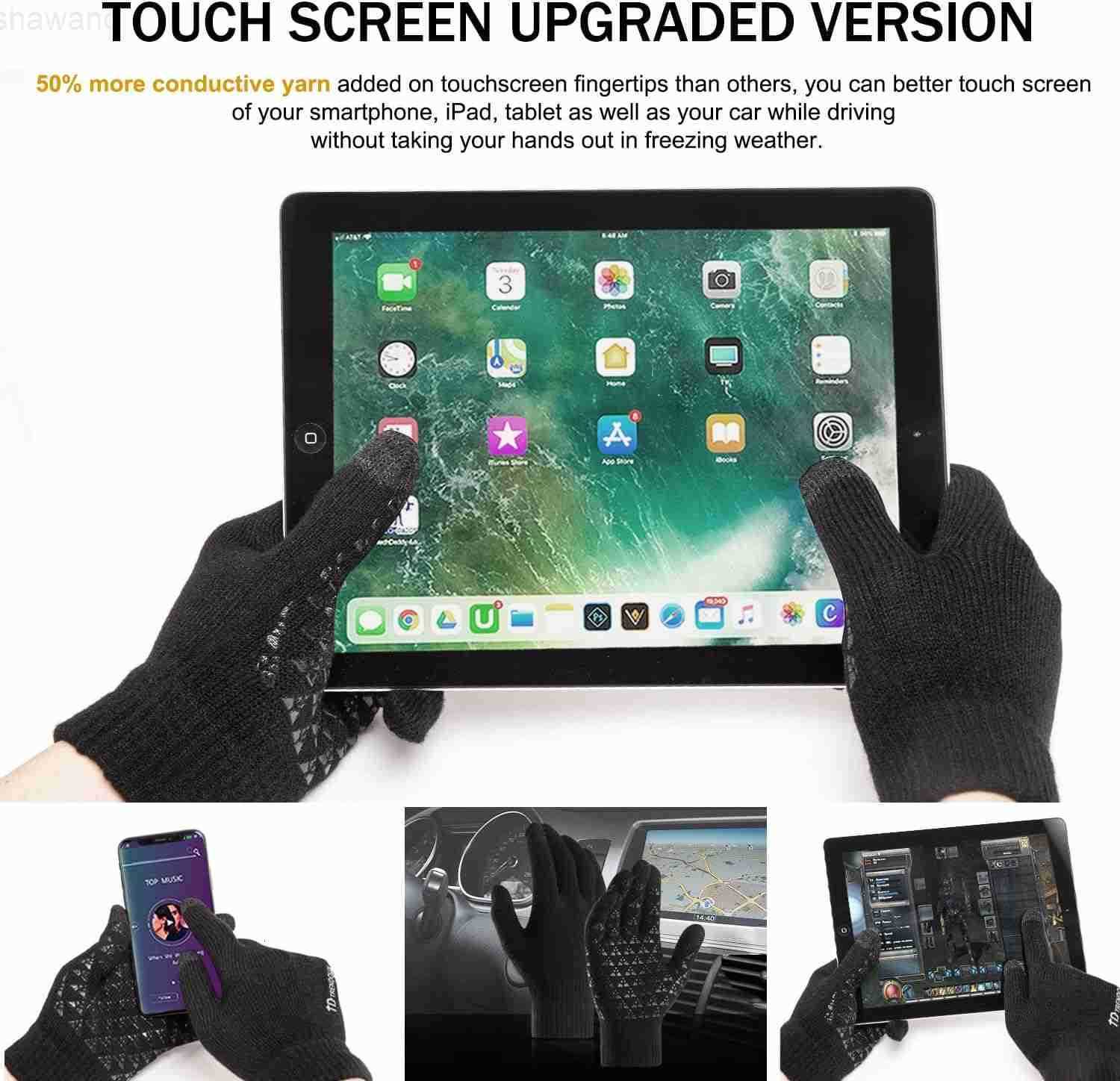 Winter Gloves for Men Women Upgraded Touch Screen Cold Weather Thermal Warm Knit Glove for Running Driving HikingW250911