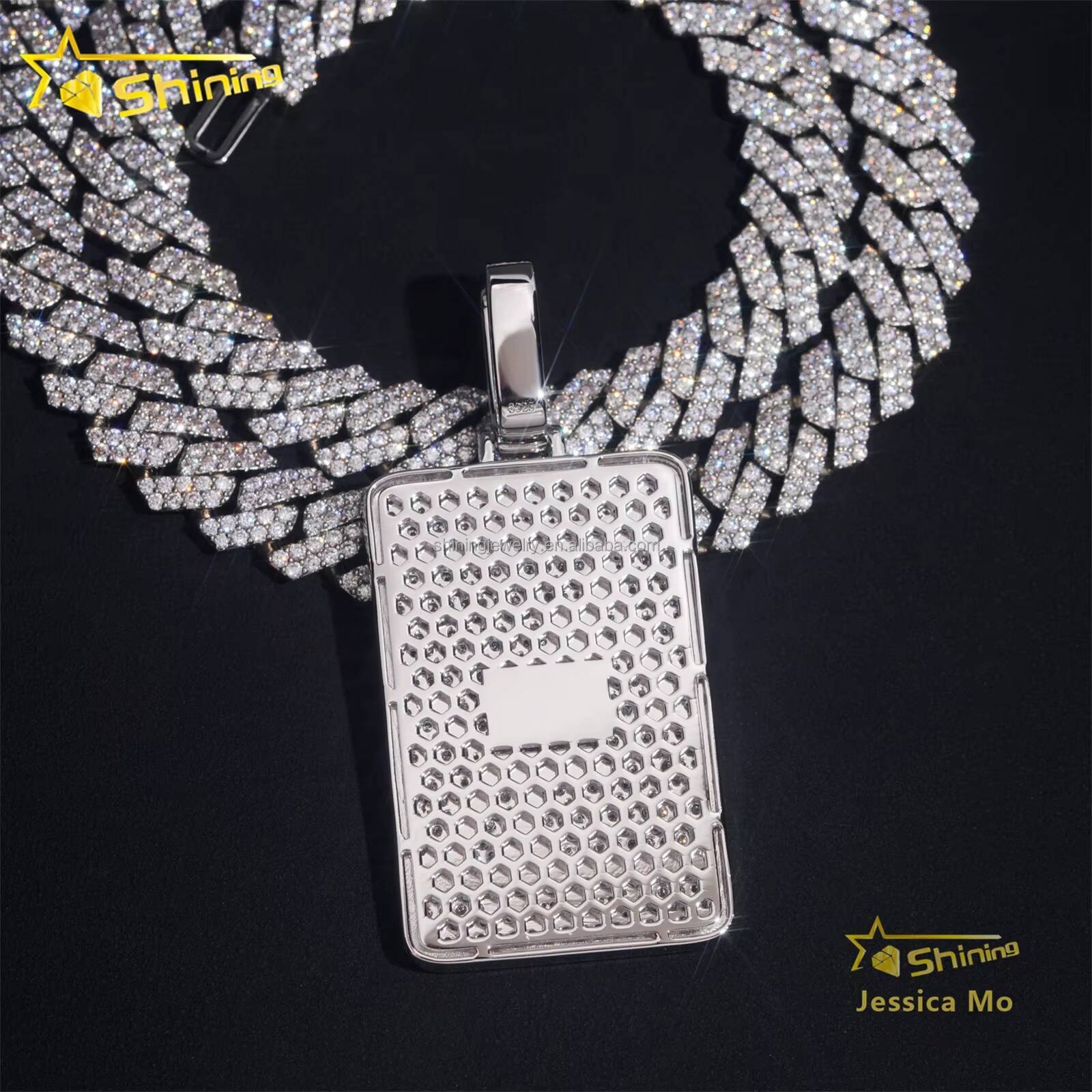 Personalized Rapper Luxury Jewelry Iced Out Honey Comb Setting VVS Moissanite Diamond S925 Silver Pendant for Necklace