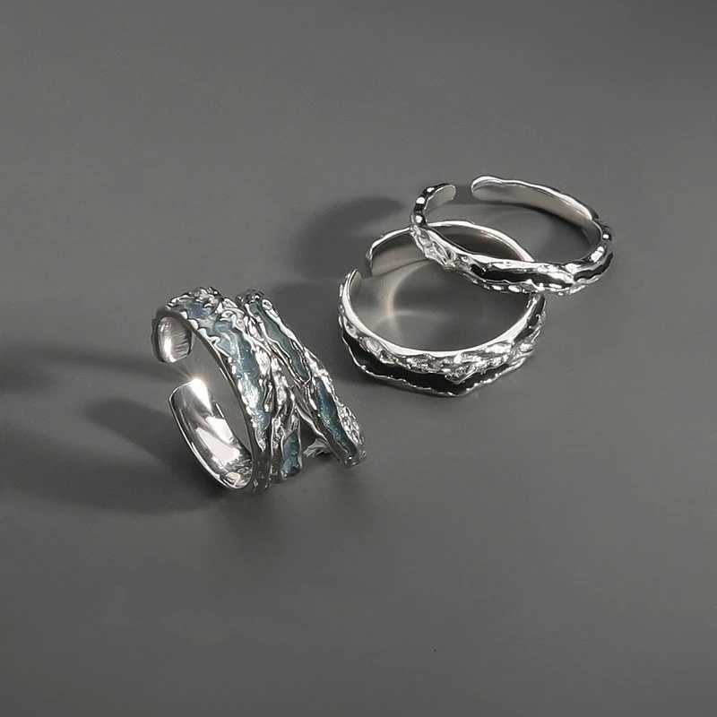 French Chic Drip Glaze Couple Rings for Men Women Irregular Texture Simple Rings Wedding Engagement Valentine Day Jewelry Gift W250911