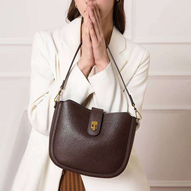Woman Cowhide Genuine Shoulder Bag Ladies OL Top Grain Leather Handbag Female Fashion Design Crossbody Bags