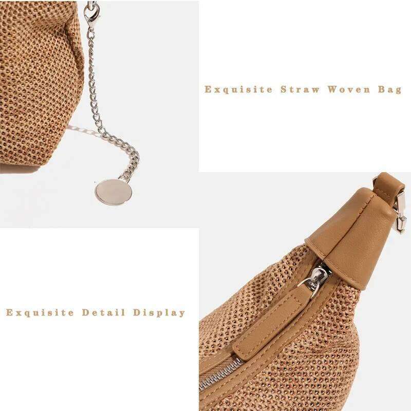 New Handbag For Women Dumpling Pouch Straw Crossbody Shoulder Summer Beach Woven Bag