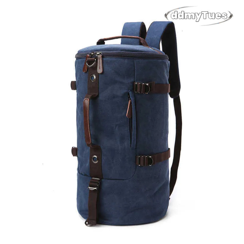 canvas cylinder large capacity double single shoulder portable messenger three-purpose bag men's Travel Backpack 240915 TUES