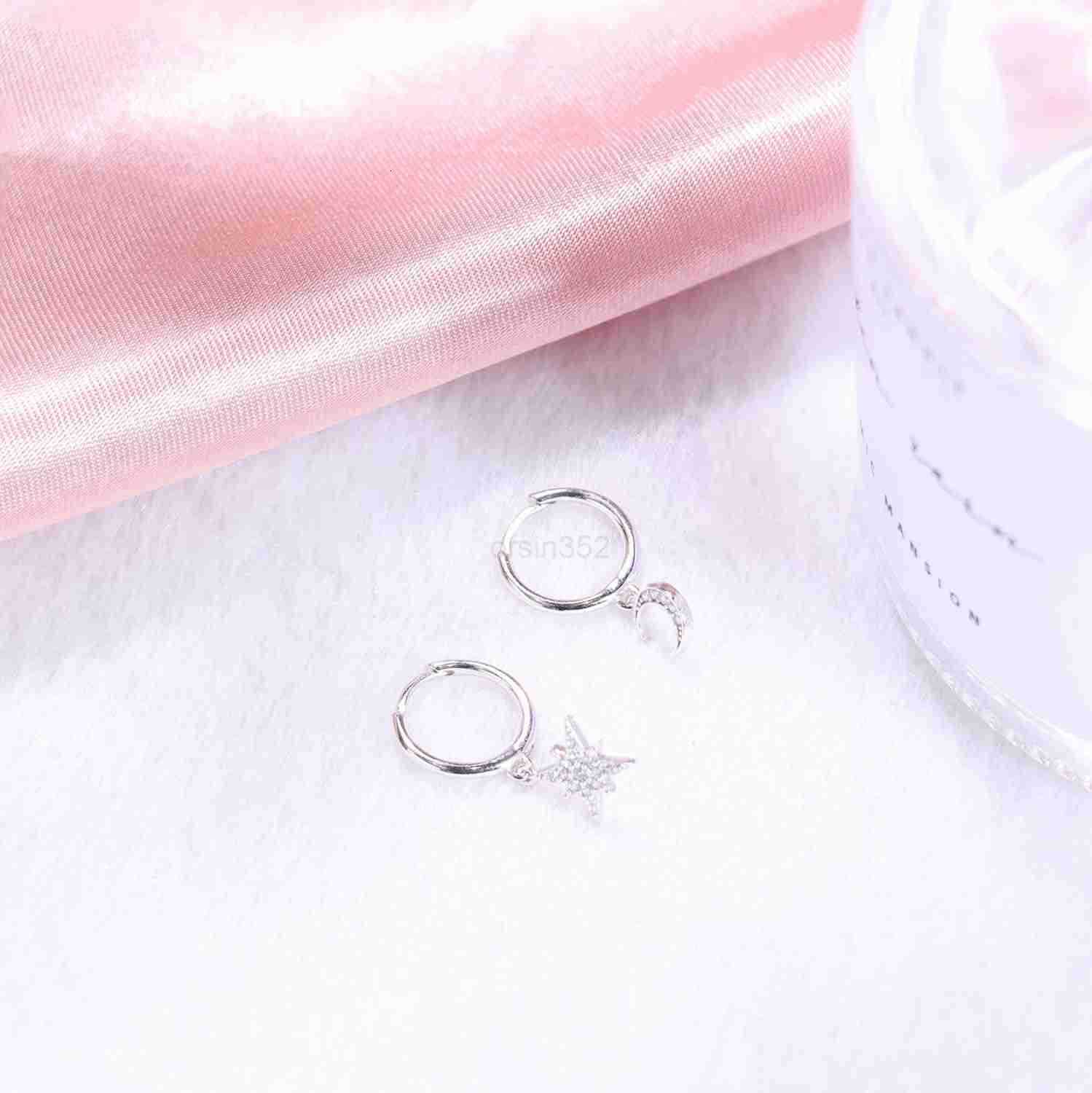925 Sterling Silver Hoop Earrings for Women 18K Gold Silver Plated Drop Dangle Hoop Earrings with Charms Cross Spike Moon Star Paperclip Link Statemen
