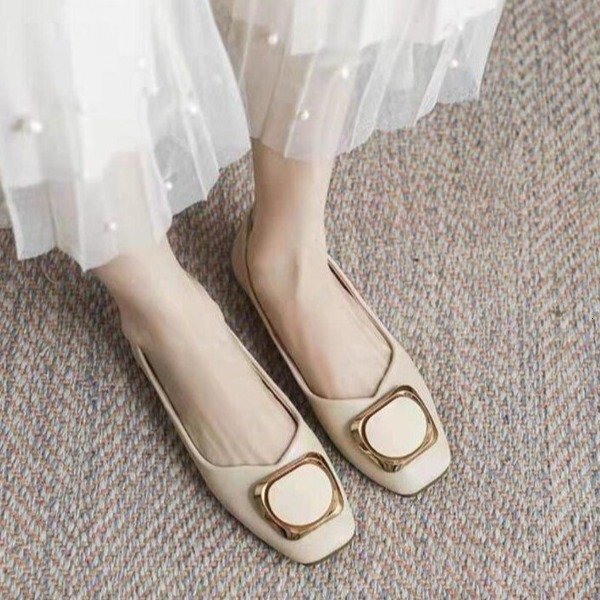 New Korean designer shoes women's flat shoes autumn shallow mouth fairy square toe soft soled women's casual shoes