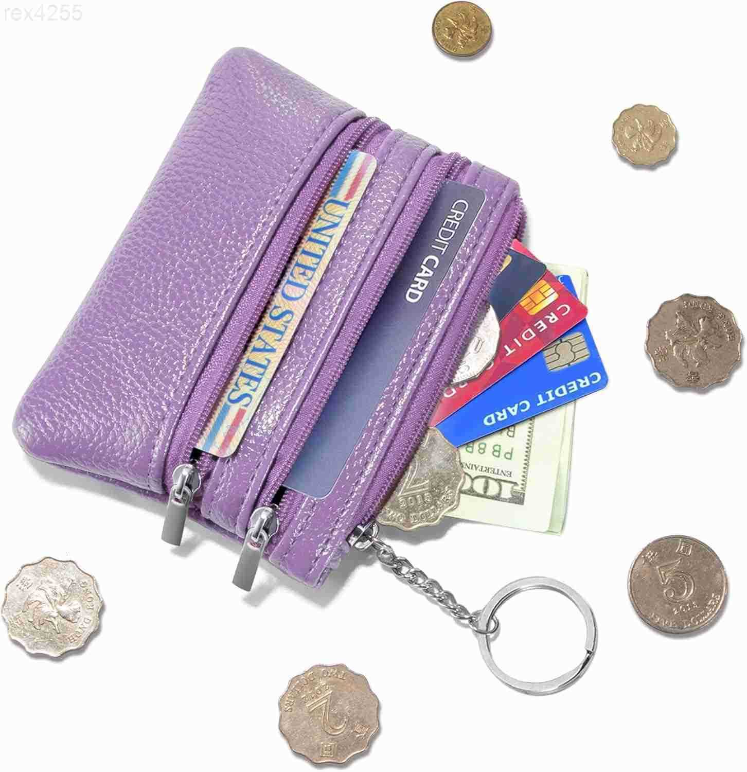 2 Pack Coin Purse Pouch Change Card Holder Small Wallet with Keychain for Women and Men Light Purple Light PurpleW250911