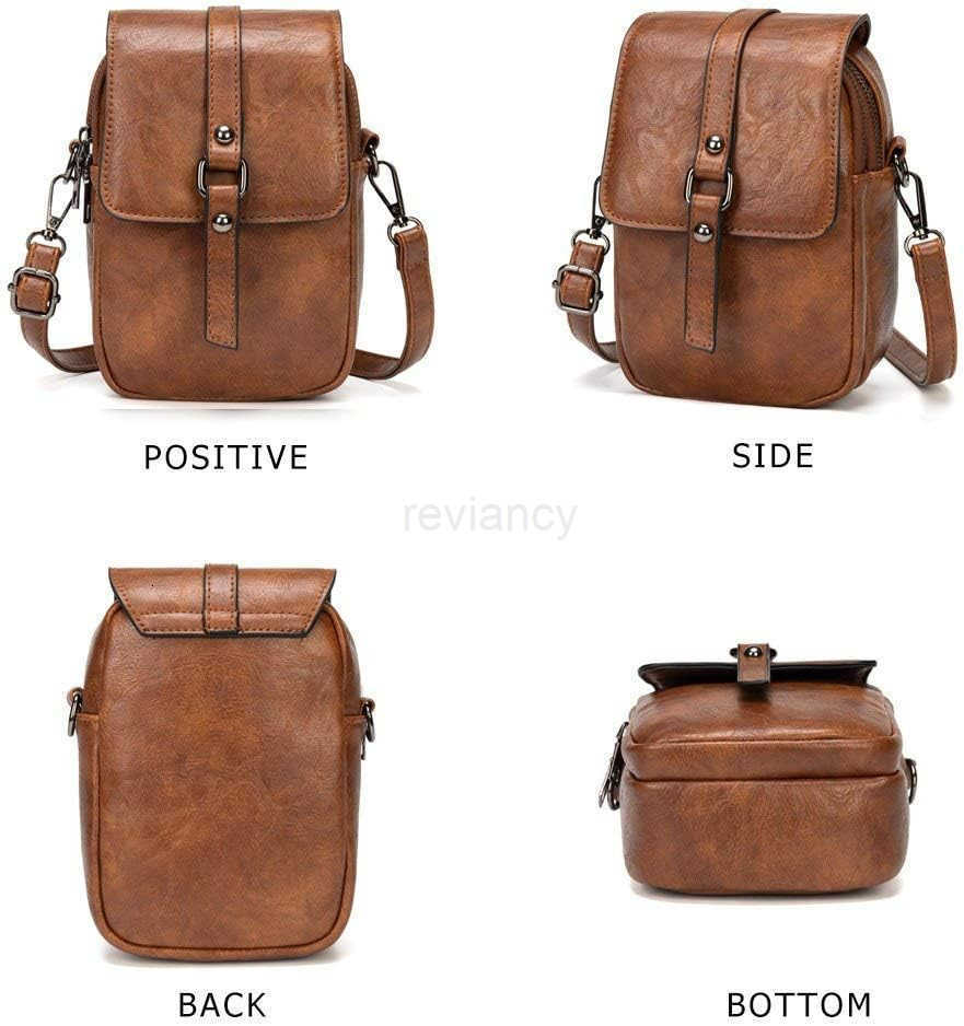 Vintage Crossbody Phone Bag for Women Small PU Leather Shoulder Purse and Handbag with TasselRivet DecorationW250911