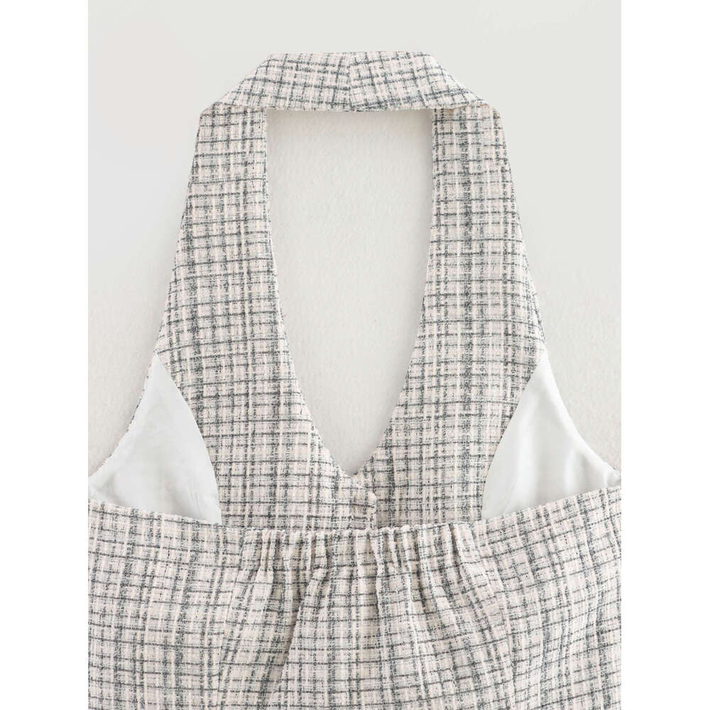 DHEssentials 2025 Fashion Small Chanel Style Halter Neck Vest Top X5021