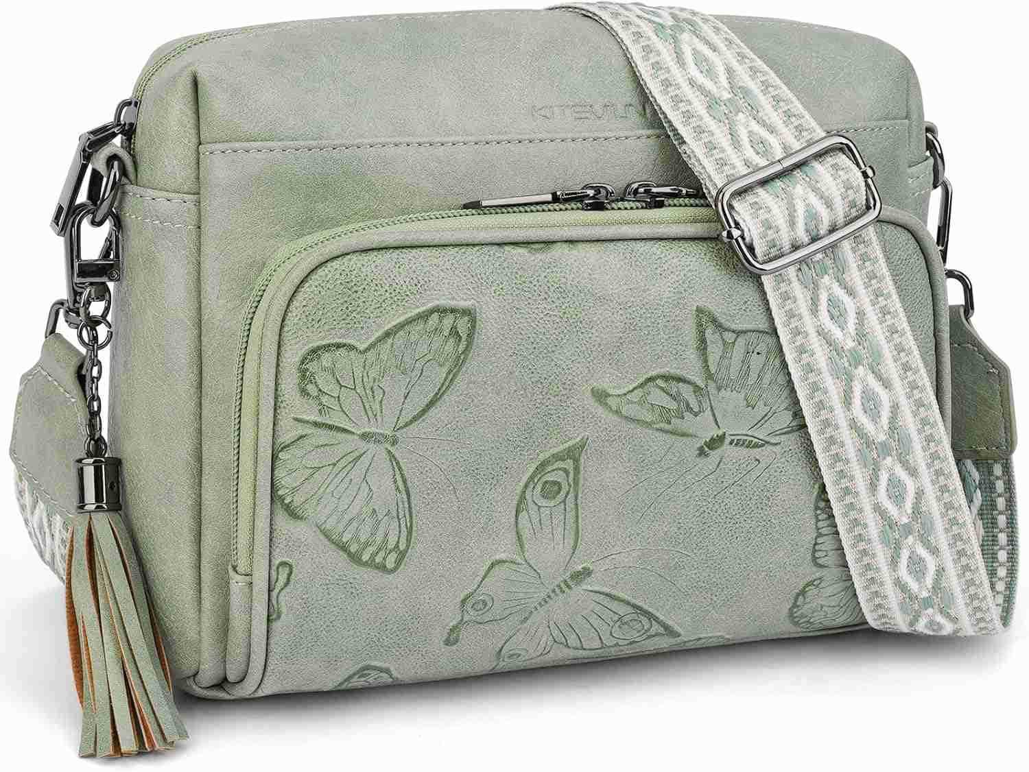 Leather Crossbody Bags for Women Butterfly Crossbody Purses Lightweight Womens Shoulder Handbag with TasselW250911