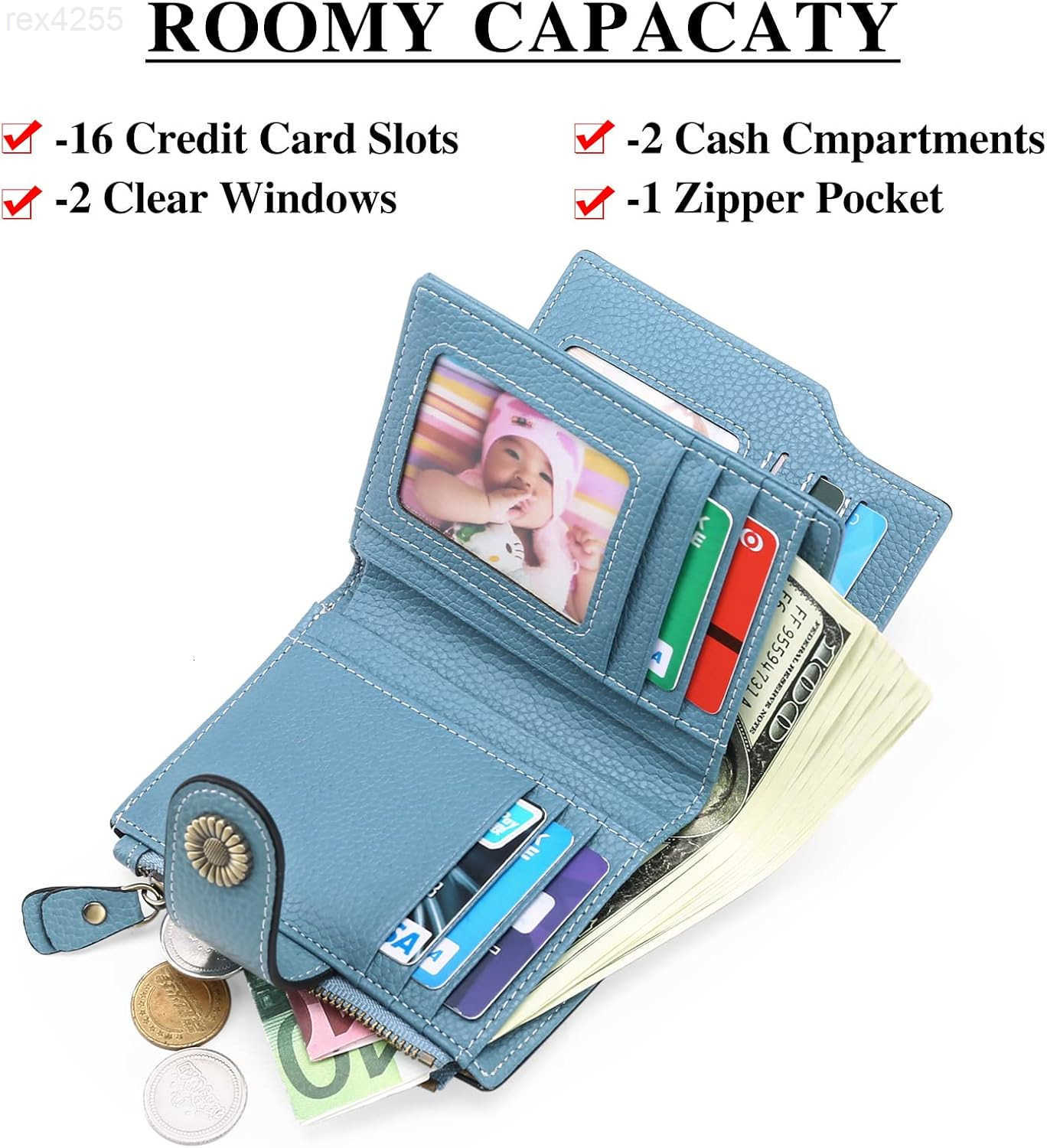 Small Wallet for Women Leather Bifold Compact Small Womens Wallet with RFID BlockingW250911