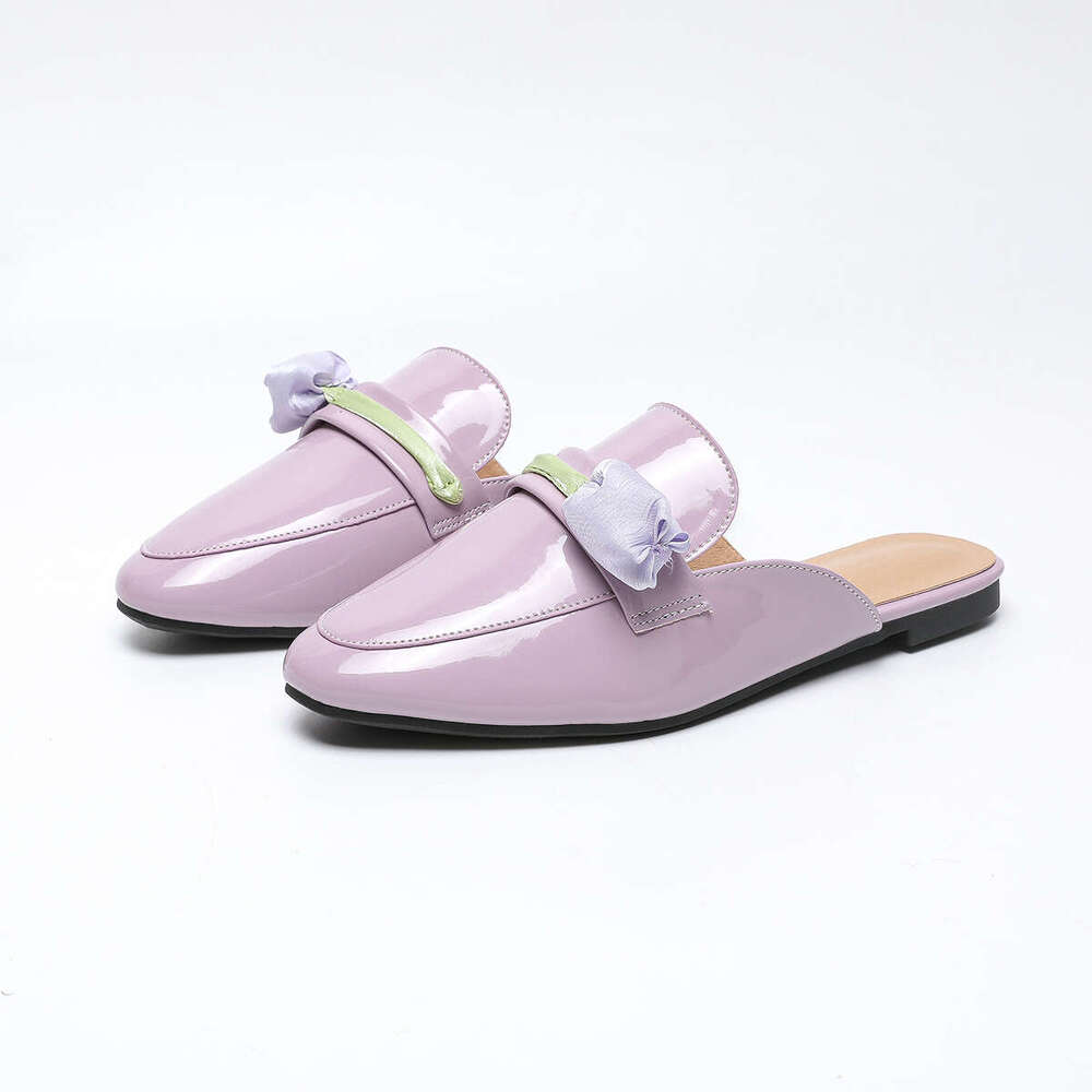 Plus Women's Shoes 35-45 Designer Shoe Size Round Toe Flat Flower Slip-On Sandals Spring Summer Mules Accessories