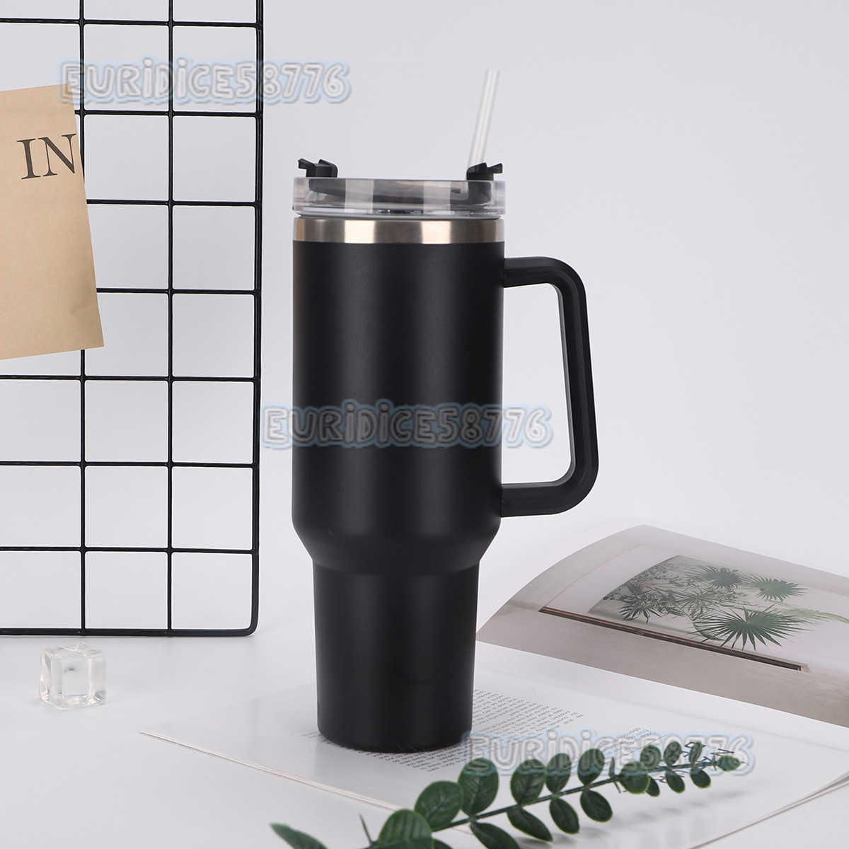 40oz Straw Handle Cup Large Capacity Doublelayer Insulated Cup Outdoor Portable Car Cup Gift H250911