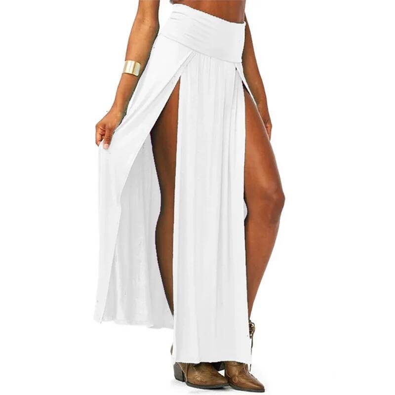 New Arrival High Waisted Sexy Womens Double Slits Summer Solid Long Maxi Skirt Wholesale 51 Valentine's Day Gifts dongdumaoyi