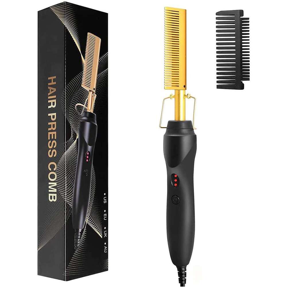 2 In1 Hot Hair Electric Fast Heating Portable Travel Anti-Scald Beard Straightener Press Comb