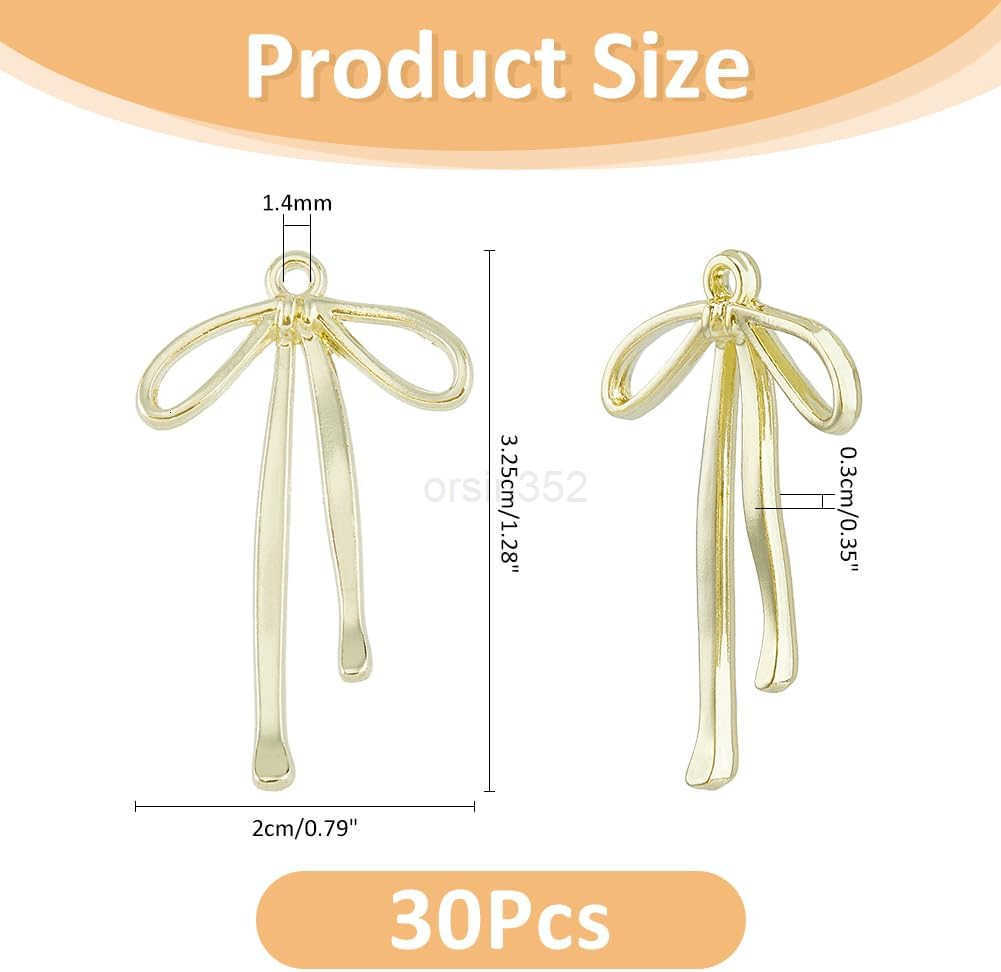 Charms Alloy Bow Tie Charms Hollow Pendant Bow Earring Charms Bow Link Dangle Pendants with a Hole for DIY Jewellery Making CraW250911