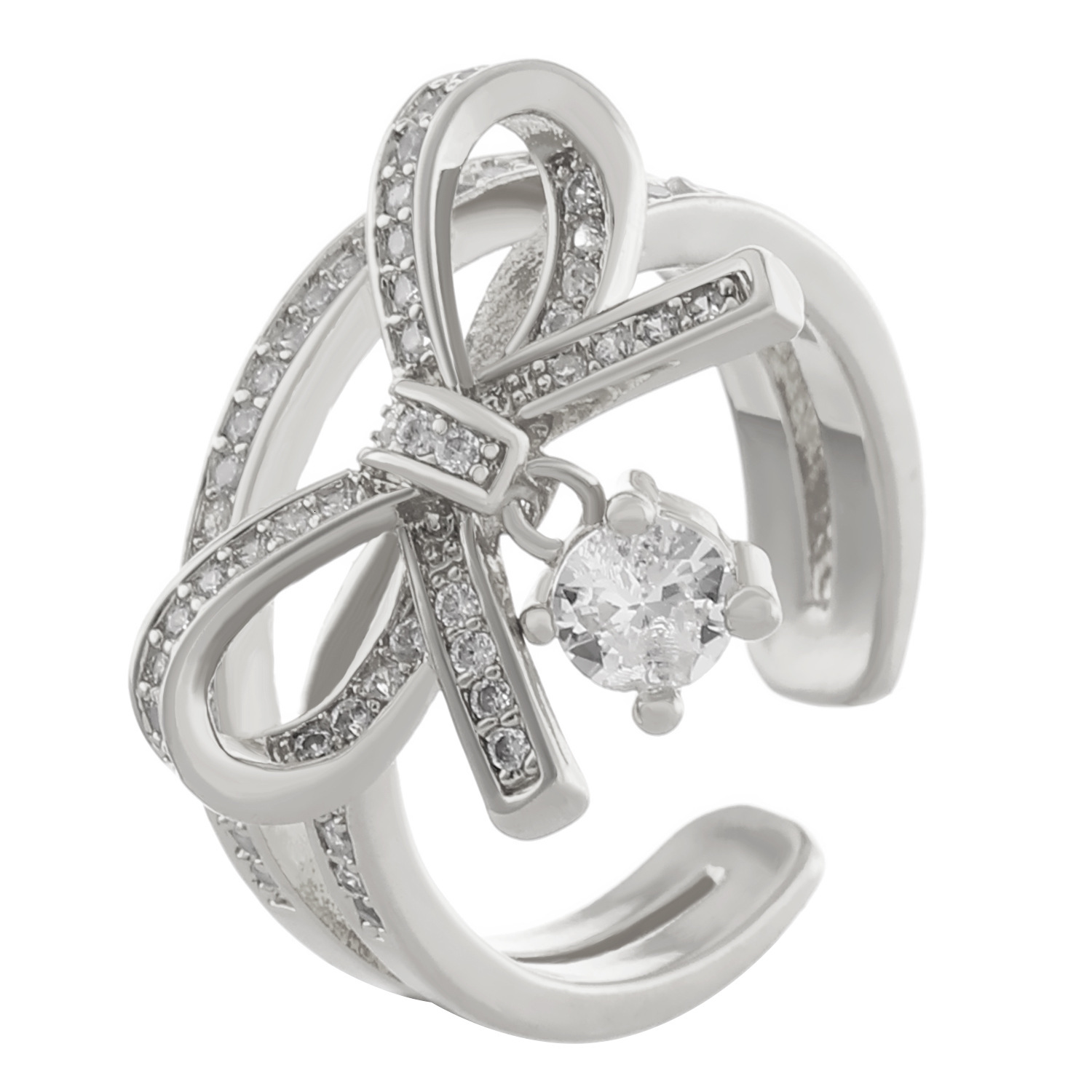 New Copper Inlaid mond Bowknot For Women, Ins Style Design Sense, Wheat Spike Open Index Finger Ring