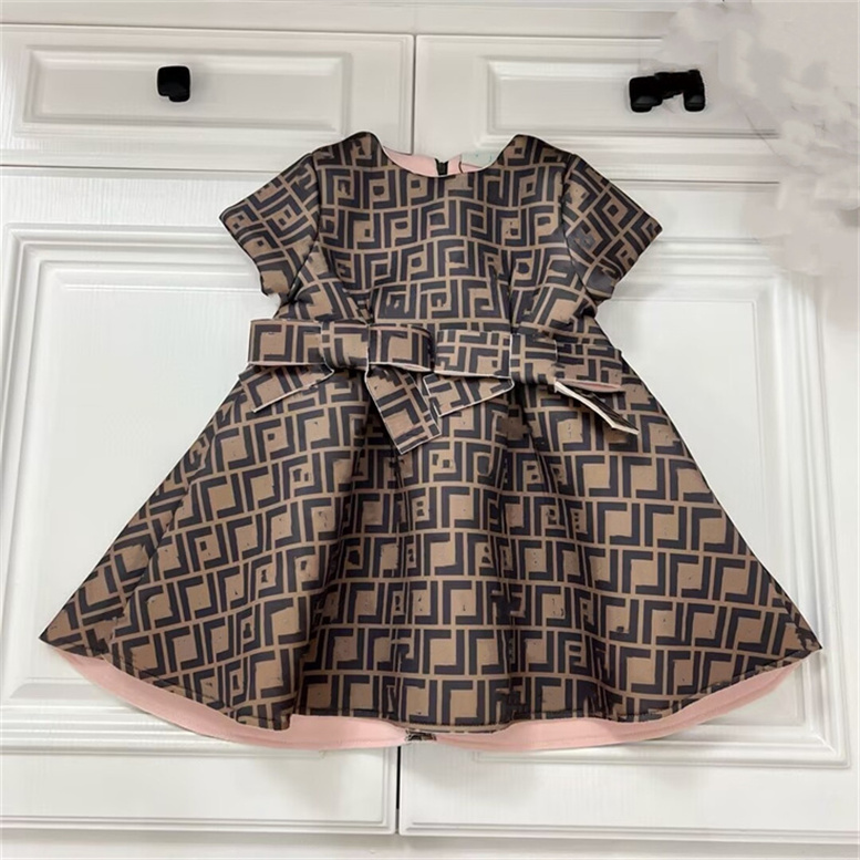 Designer Fashion Baby Girl Spring Fall Short sleeve dress lapel girl skirt Children's clothing size 90cm-160cm A20