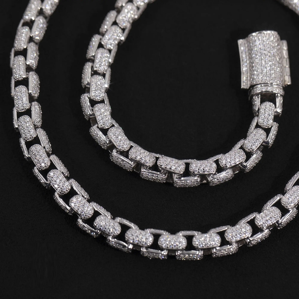 Hip Hop Punk Mens Cuban Chain Necklace Full 5A Zircon White Gold Plated Jewelry