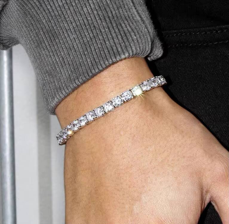 GRA Certificate 2mm5mm Tennis Bracelet 925 Solid Silver Men Women Hip Hop Bracelet VVS Moissanite Tennis Bracelet in Stock