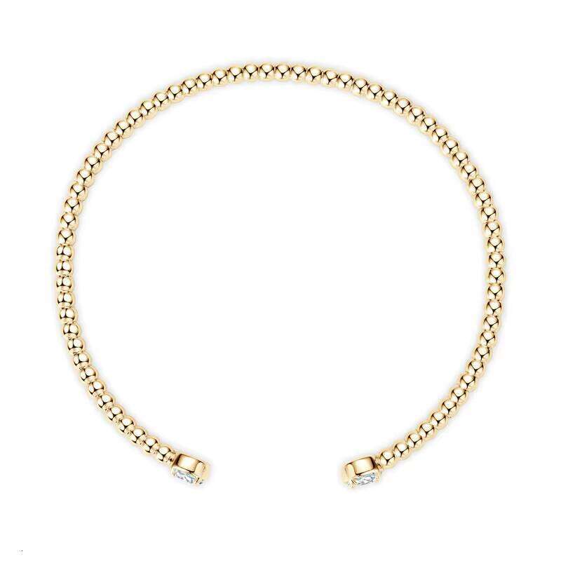 Sterling Sier Hand Chain Jewelry Gift Exquisite Adjustable Cuff Bangle Bead Moissanite Bracelet for Women Girls