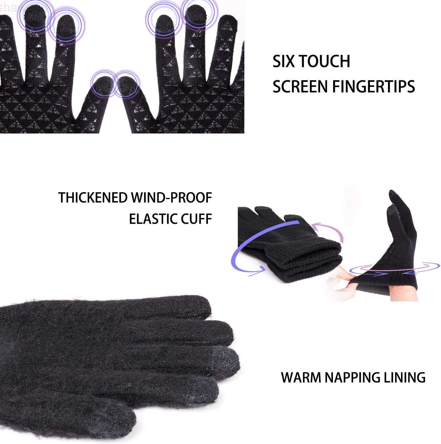 Winter Gloves for Men Women Upgraded Touch Screen Cold Weather Thermal Warm Knit Glove for Running Driving HikingW250911