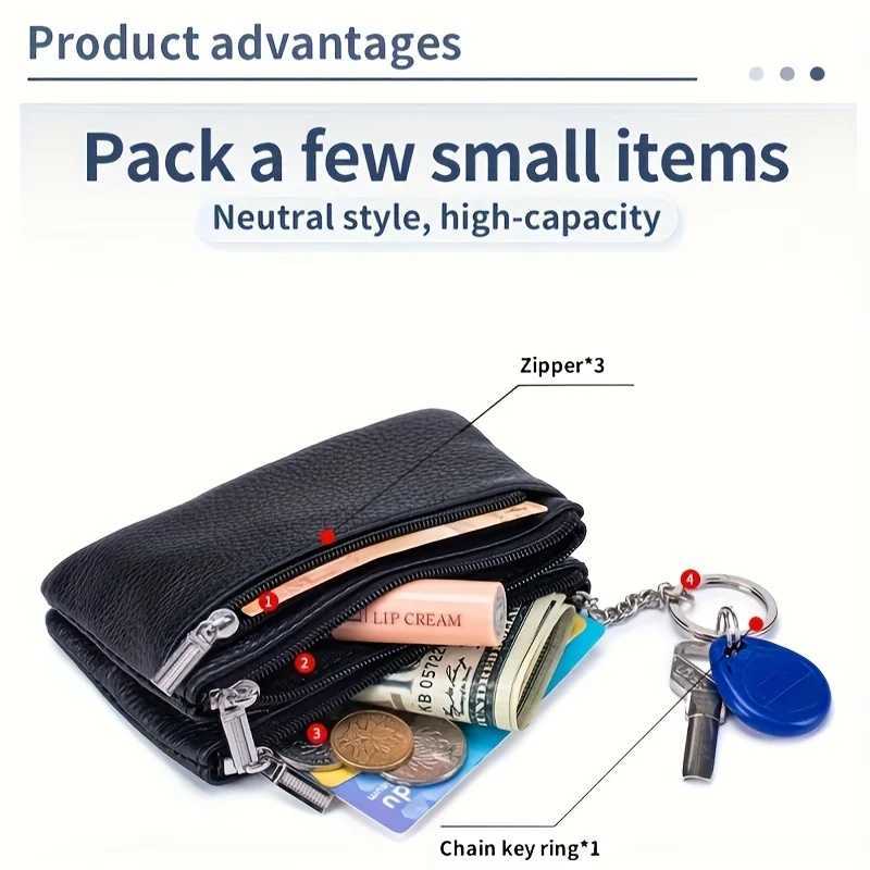 Hot sale Geniune Leather Ladys Coin Purses Short zipper Chain Wallets high quality Card Holders Small Mini Key Wallets Women W250911