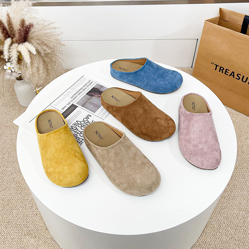 Autumn new designer women's shoes thick soled shoes outdoor retro women's shoes worn for lazy people half slippers toe caps half slippers
