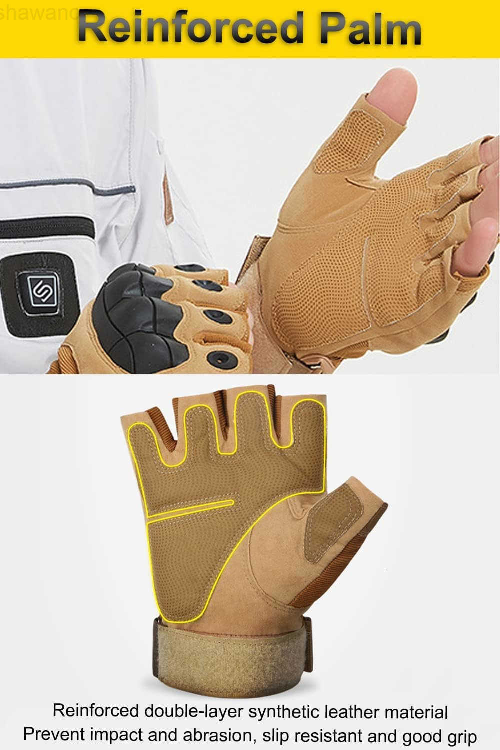 Outdoor Fingerless Gloves for Men Driving Hiking Biking Motorcycle GlovesW250911