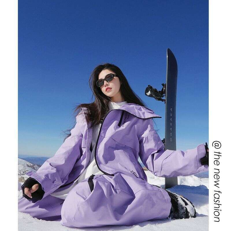 New Purple Ski Suit Set, Bright Color, Thick Warm, Suitable For Both Men And Women, Casual Outdoor Mountaineering