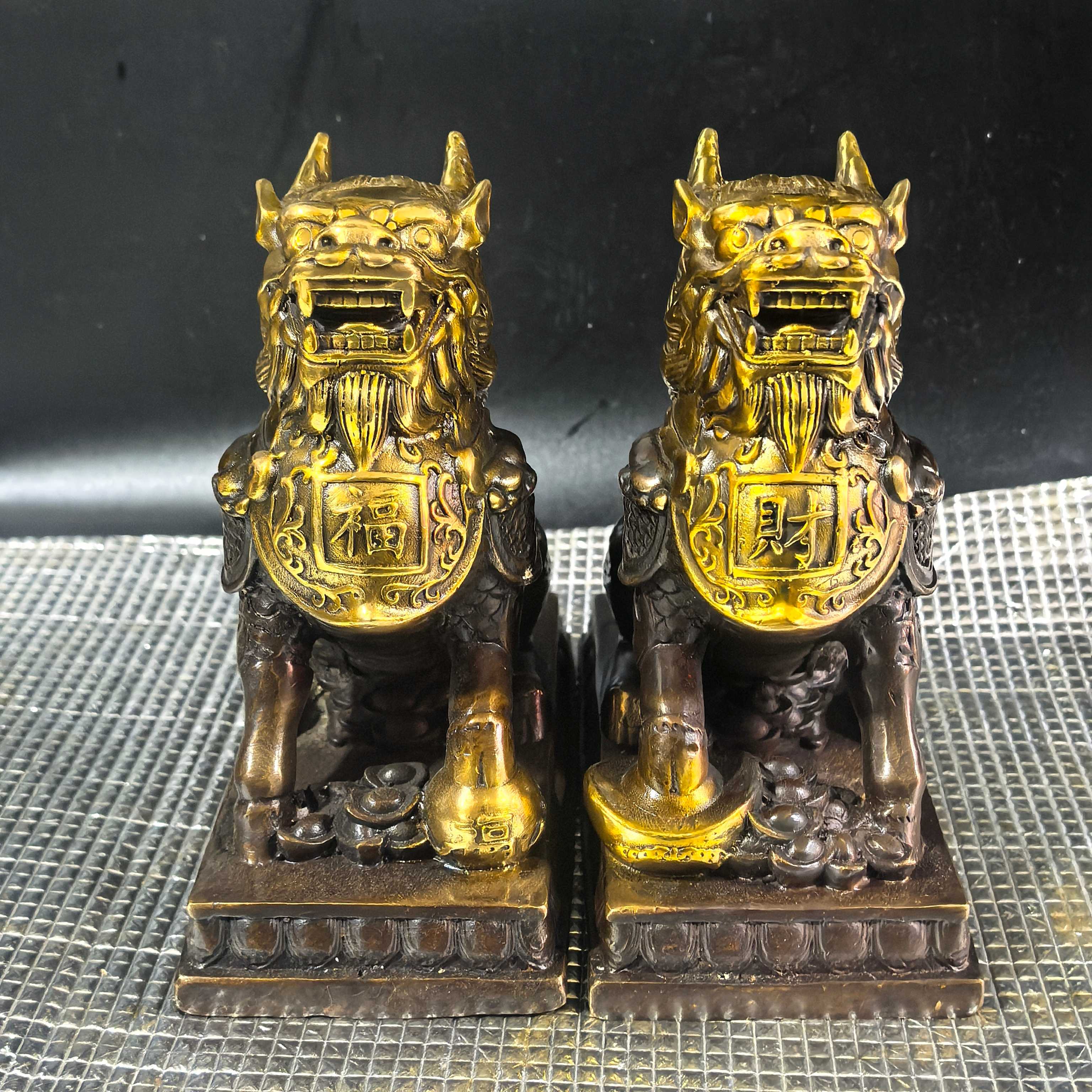 General Qilin Fucai Qilin ornaments a pair of copper Qilin home shop office desktop crafts
