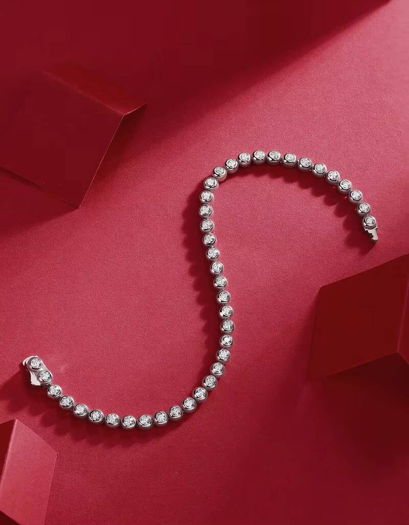 925 Sterling Silver Bracelet Round Brilliance Iced Out Moissanite Diamond Women Men Jewelry Tennis Chain Bracelet