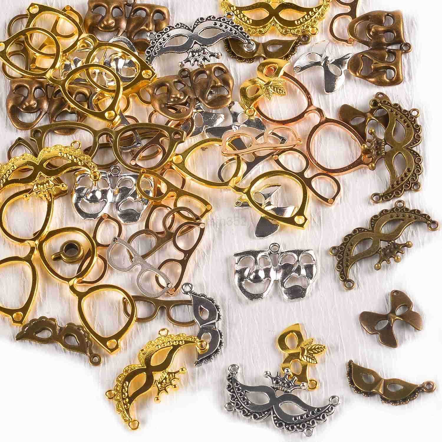 100 G Vintage Antique Metal Charms for Jewelry Making Bulk Silver Gold for Necklace Earrings DIY CraftsW250911