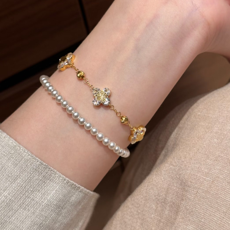 Four leaf Clover Bracelet for Women 2025 New Laser Brushed Double-sided Bracelet