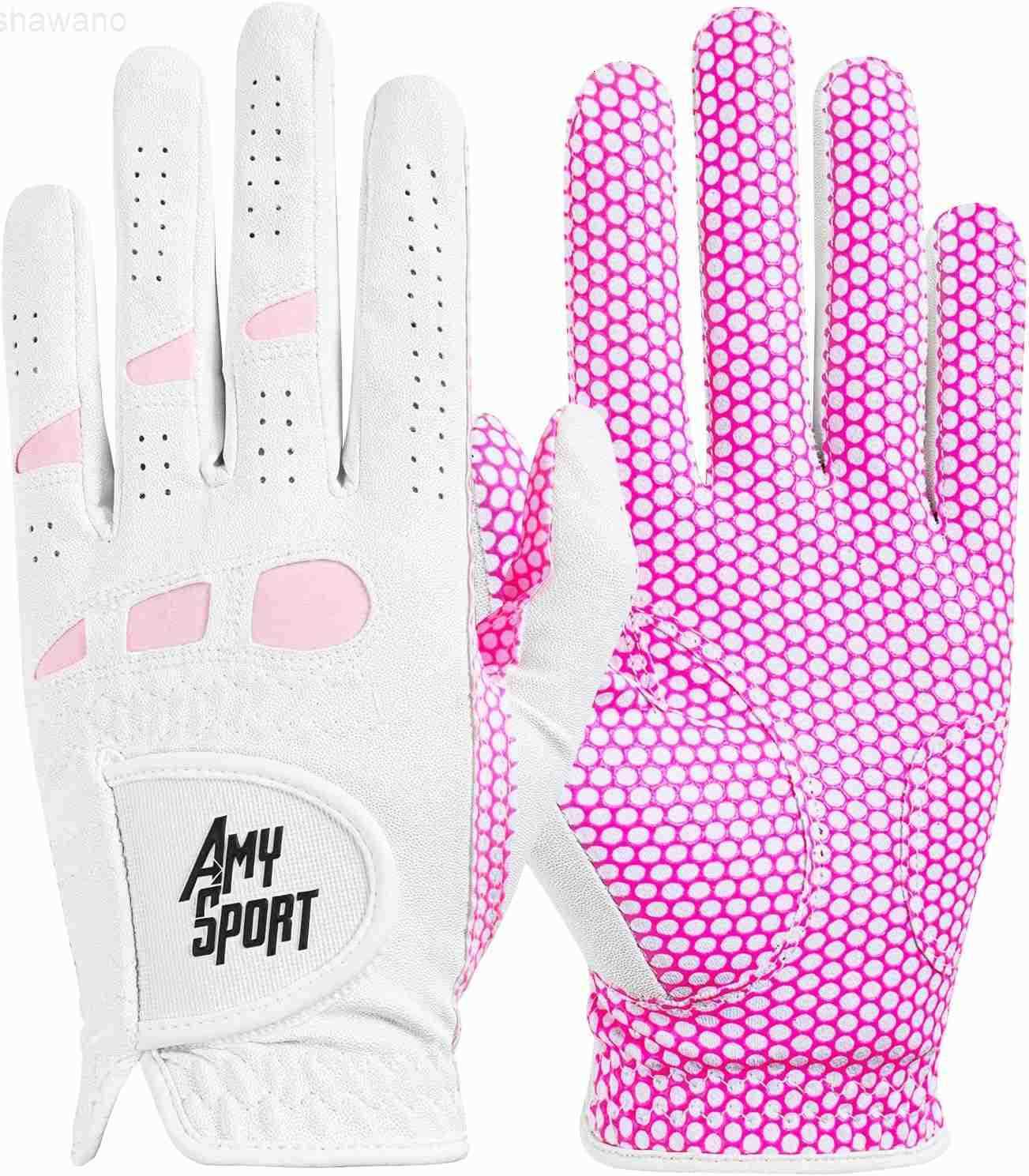 Sport Golf Gloves Women Left Hand Right All Weather Rain Grip Value 2 Pack Ladies Soft Pink Glove Lh Rh Both Hand Fit Size Small Medium Large XLW25091