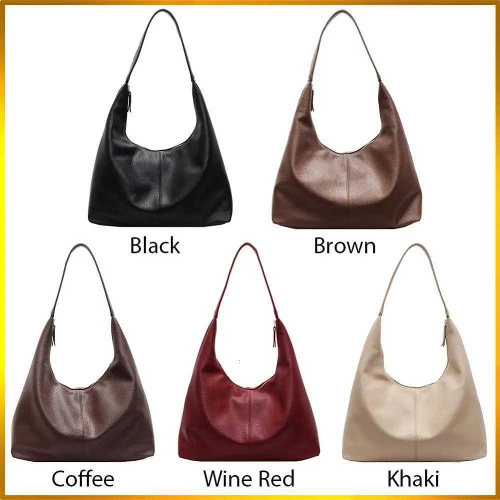 Slouchy Hobo Bag for Women Zipper Closure Tote Bag PU Leather Large Capacity Solid Color Handbag for Travel Shopping Work W250911