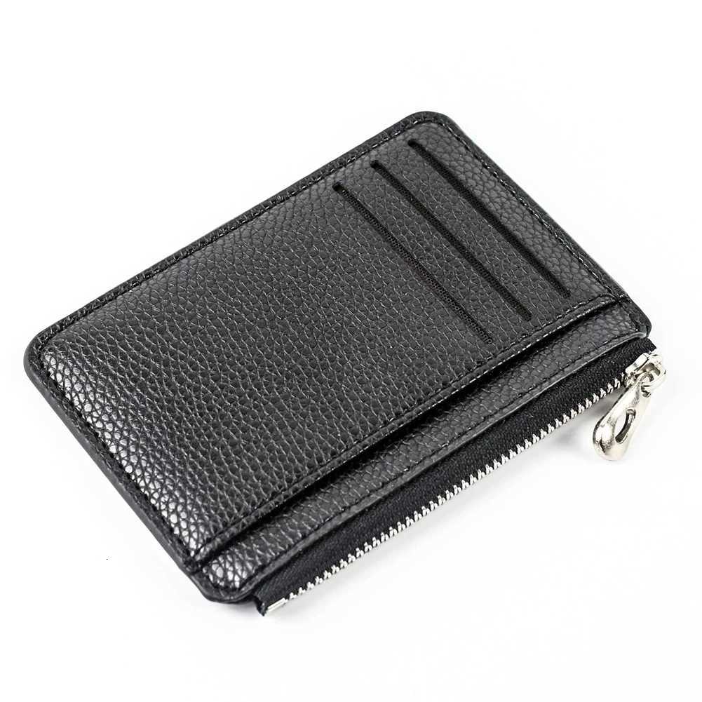 Mini Zipper Card Bag Slim ID Bank Purse Wallet Credit Organizer Portable Small Slim Ultrathin Short Purse for Men Black W250911