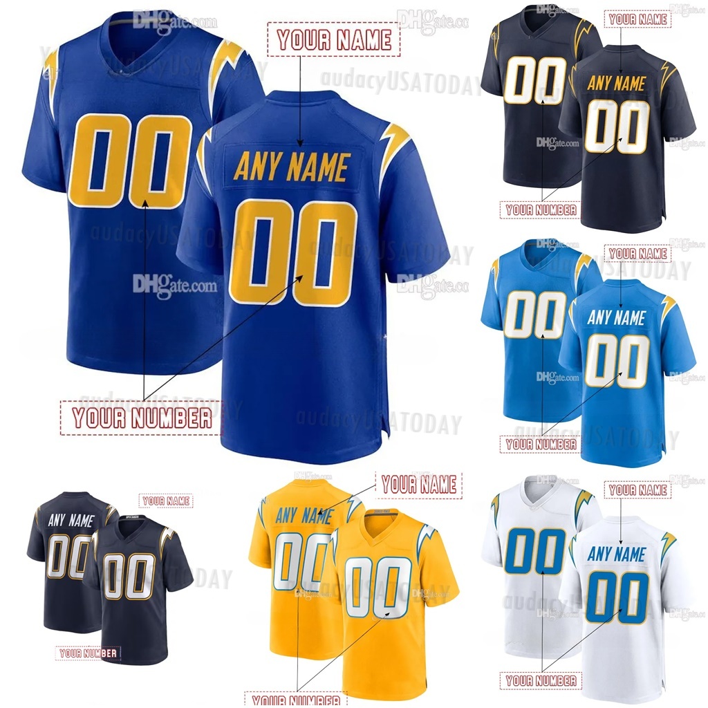 Justin Herbert 10 Omarion Hampton 8 Ladd McConkey 15 Cities Football Jerseys 8 Herbert 27 Dobbins 28 Haskins Custom Any Letter Number Name For Men Women Youth 333