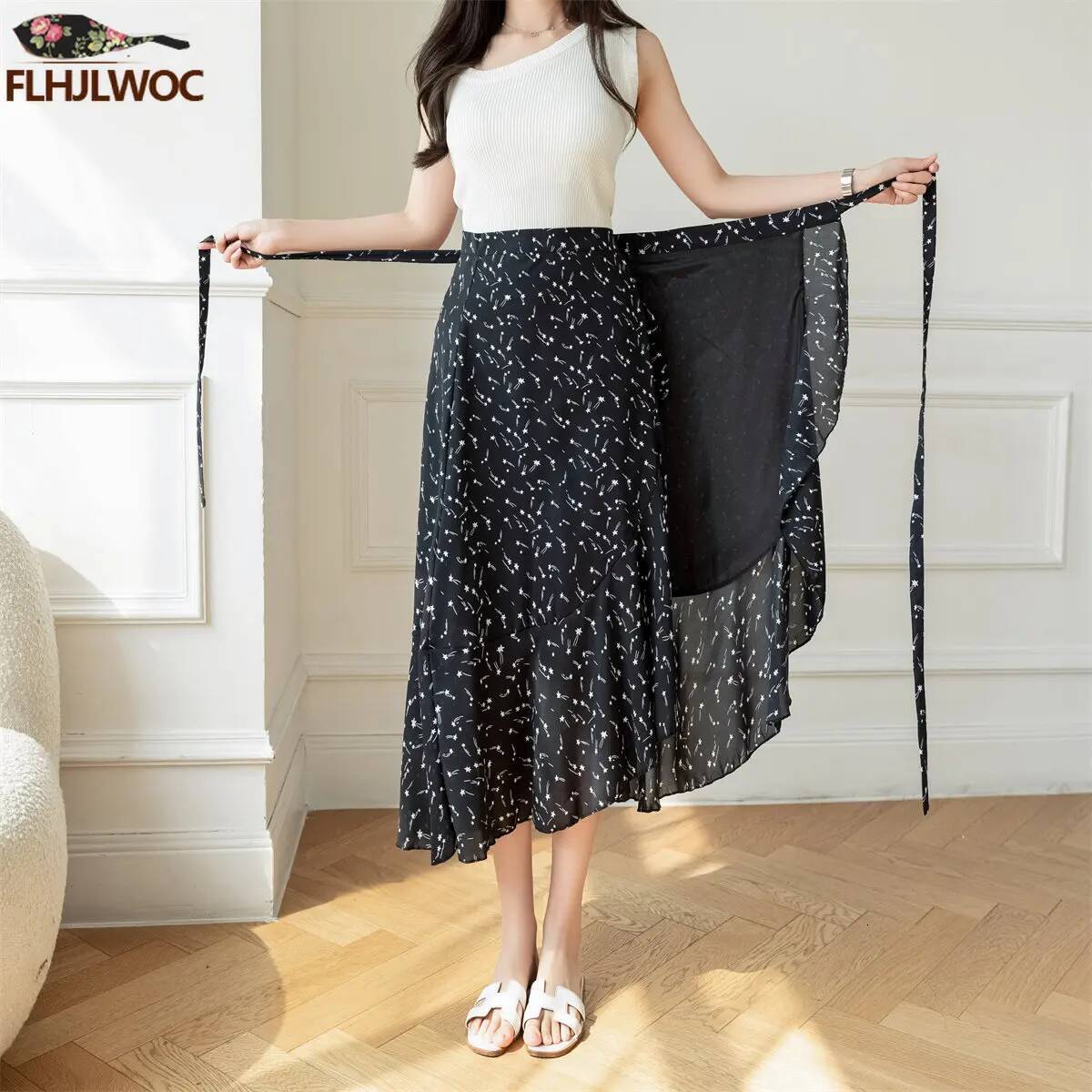 2025 Chic Korea Clothes Summer Women Cute Sweet GIrl Floral Robe Holiday Date High Waist Retro Vintage One-Piece Lace-Up Skirts dongdumaoyi