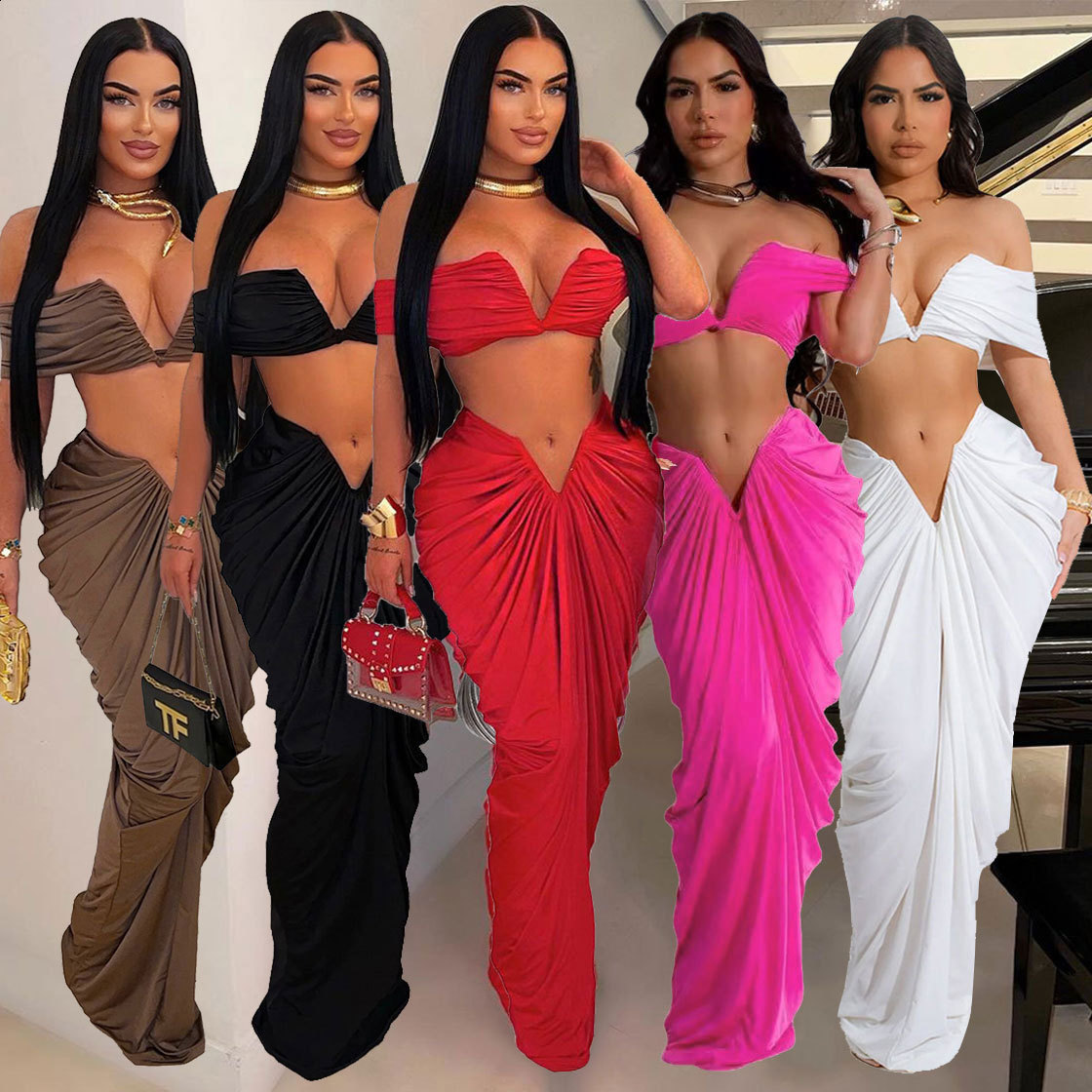Summer Mid-length Skirt Temperament Pure Color Silky Milk Silk Multicolor Women's Dress Fashion Sexy & Club Dresses Women 210515