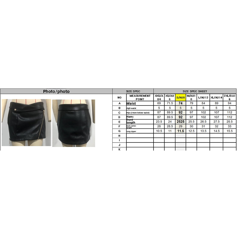 Two Piece Dress Women's Black PU Leather Sleeveless V - neck Zip - detailed Skirt Set